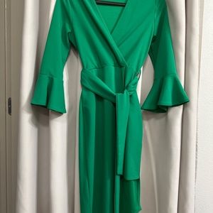 Teresa Asymmetric Belted Midi Dress
